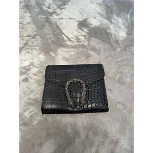 Crocodile Skin mini FAUX glosses & textured-leather Wallet with Dragon Clip